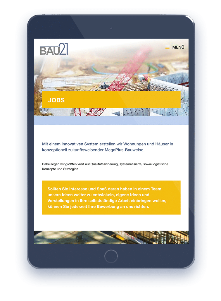 BAU21 Website auf Tablets